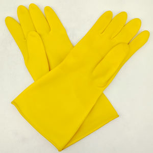 قفازات أمان صفراء ممتدة مقاومة للحرارة مرنة ذات ملمس ناعم من المطاط الطبيعي اللاتكس قابلة للتخصيص للتنظيف المنزلي - Product Image 1