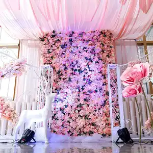 批发3D定制花卉人造墙背景人造婚礼装饰花卉和花环自然触感