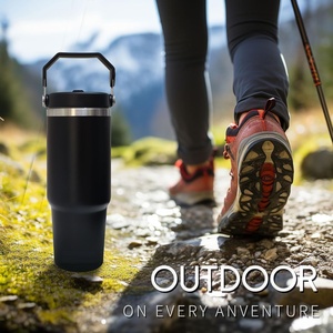 Custom logo 30 oz Travel Coffee Mug Stainless Steel 30oz <b>Thermal</b> 30oz <b>Cup</b> Flip Straw Tumbler with Handle - Product Image 5