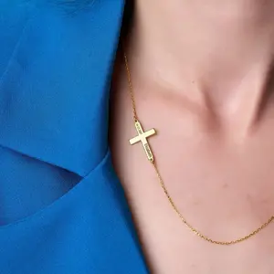 MECYLIFE-Cadeau de Saint-Valentin personnalisé avec croix latérale, avec nom et date, cadeau de baptême, cadeau de première communion