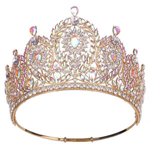 Nouvelle Grande <span class=keywords><strong>Couronne</strong></span> de Princesse Réglable en Cristal Rond <span class=keywords><strong>pour</strong></span> <span class=keywords><strong>Femme</strong></span>, Idéale <span class=keywords><strong>pour</strong></span> le Bal et les Mariages - Product Image 4
