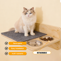 ROPECUBE Étagère murale multicouche pour l'alimentation des chats Bols surélevés avec coussin de couchage 42cm Installation facile OEM ODM