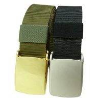 Ceinture en nylon vert Olive de haute qualité avec boucle dorée, vente en gros