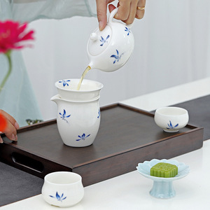 Ceramic Orchid Kung Fu <b>Tea</b> <b>Set</b> Gaiwan Porcelain With Lid Blue White Phalaenopsis 3 Piece Home <b>Tea</b> Ceremony - Product Image 4