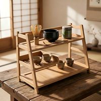 Boîte de rangement pour sachets de thé à 3 niveaux en bambou, station à matcha, station à café, étagère avec tiroir pour comptoir de cuisine