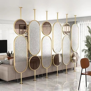 Biombos Decorativos Reutilizables de <span class=keywords><strong>Metal</strong></span> y Vidrio para Privacidad, Plegables, para Balcón, Restaurante, Habitación, Decoración de Pared, Biombos de Ratán, Separador de Ambientes - Product Image 6