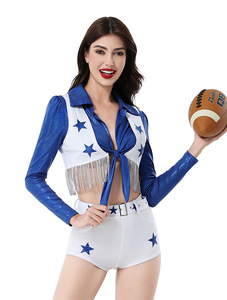Costumes de cheerleading pour femmes Cosplay Pom-pom <span class=keywords><strong>Queens</strong></span> Dallas Cowboys Team Uniforms Performance Stage Costumes - Product Image 4