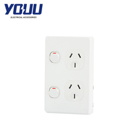 YOUU soket dinding seri klasik SAA untuk 10A, soket dinding titik daya ganda vertikal dengan 2 outlet untuk Australia dan Selandia Baru