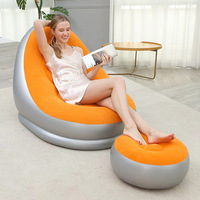 Fauteuil de salon gonflable en PVC floqué pour chambre à coucher, extérieur, voyage, camping et patio