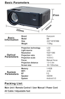 Projecteur vidéo Everycom M8 hd Cinema Smart Beamer 4k Proyector Full HD 1080P 4K Led Projector
