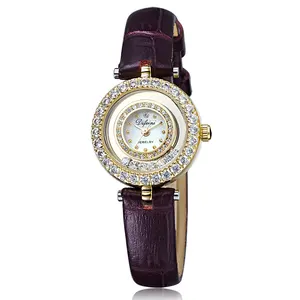 Echte Leder Dame Quarzuhr Luxus mit Schmuck Diamant Uhren Frauen für Mode Charme Edelstahl Uhr minimalist isch
