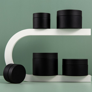 Vente en gros de pot de crème de soin en plastique noir mat de 120ml 150ml avec couvercle pour gommage corporel - Product Image 1