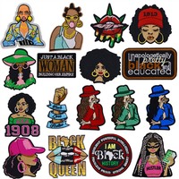 Nouvelle personnalité prix de gros Black Girl Magic Queen Design fer sur des patchs en tissu sergé brodé pour vêtements chapeau