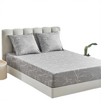 Ensemble de draps en microfibre douce pour lit queen size 160x200cm, poche profonde de 35cm, motif de branches, avec 2 taies d'oreiller