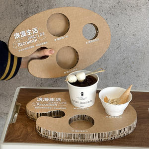 Présentoir en carton alvéolé <span class=keywords><strong>d</strong></span>écoupé sur mesure pour lait, café, thé, avec plateau porte-gobelets 4 tasses, en papier kraft, pour cupcakes et tasses à café - Product Image 4