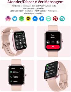 Dames fitnesshorloge met 1.83 inch HD OLED-scherm, Alexa spraakoproepen, hartslag- en slaapmonitoring, sportfuncties, compatibel met Android en iOS, 2 bandjes - Product Image 4