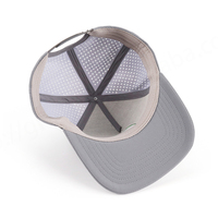 Casquette Oxford 5 panneaux grise de haute qualité avec perforations découpées au laser, patch brodé personnalisé, tissu Dobby 100% Argyle Fruit Leopard