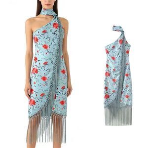 Robe imprimée à franges pour femme, nouvelle mode automne, style rétro décontracté, col halter asymétrique - Product Image 1