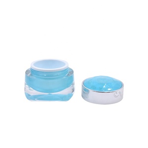 Paquete de cosméticos para el cuidado de <span class=keywords><strong>la</strong></span> piel con tapa en forma de diamante azul bebé, tarro de <span class=keywords><strong>crema</strong></span> de doble pared acrílico vacío de 50g con tapa de rosca impresa en seda - Product Image 3