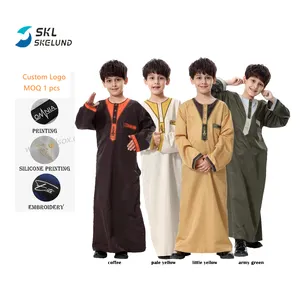 Großhandel Hochwertige Kind Muslim Mode Benutzer definierte Langarm Gebet Islamische Kinder Morracan Boy Thobe Kinder Muslimische Kleidung