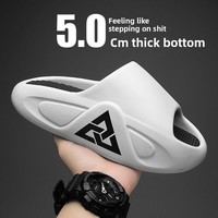 Claquettes unisexe à semelle épaisse effet nuage en EVA, antidérapantes, bicolores avec découpes latérales, OEM, vente en gros, personnalisables, faible MOQ