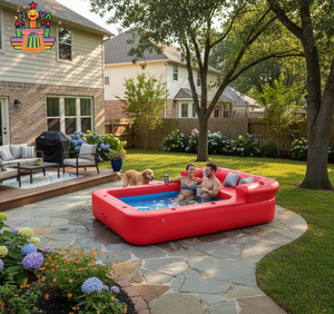 <span class=keywords><strong>Piscine</strong></span> familiale gonflable en PVC personnalisée OEM CE EN14960 avec sièges intégrés et porte-gobelets - Product Image 5