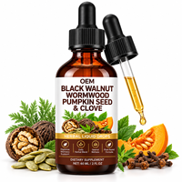 Gouttes liquides à base de plantes de noyer noir et d'armoise, véganes, sans gluten, pour le soutien digestif des adultes, usage quotidien, OEM en vrac