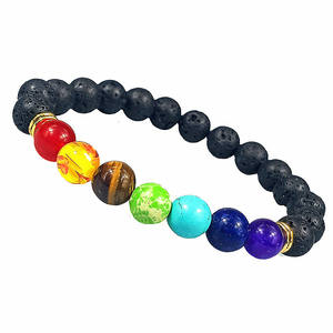 Abalorios de <span class=keywords><strong>7</strong></span> Chacras de 8mm, pulsera de lava Rock, romasterapia - Product Image 2