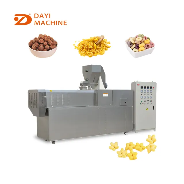 China factory price automatic cereal flakes snack food making machine continuous extrusion corn production line