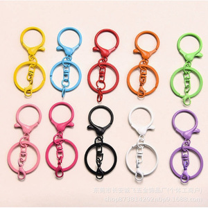 Colorful Zinc Alloy Lobster Buckle Key Chain <b>Ring</b> For DIY Jewelry Accessories Bag Charms Round Shape Baking Paint Finish - Product Image 1