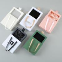 Boîte en Papier Personnalisée avec Logo, Tiroir Coulissant Écologique pour Bracelets et Bijoux, Emballage Sac Cadeau avec Poignée en Ruban pour Colliers et Bagues