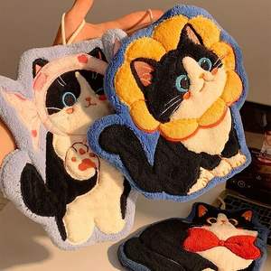 <span class=keywords><strong>Toalla</strong></span> de mano cuadrada acolchada con dibujos de gatos encantadores, <span class=keywords><strong>Toalla</strong></span> de baño absorbente de secado rápido para toallitas de baño para niños - Product Image 2