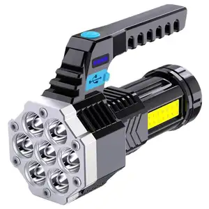 Alta potencia 4000LM 7 LEDs lámpara de mano para exteriores Camping portátil USB recargable LED linterna COB + XPE LED antorcha linternas