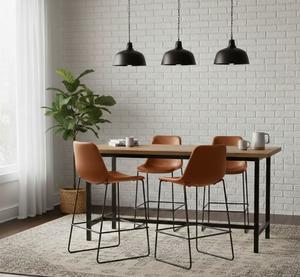 Taburete de Barra Premium, Otomana Color Bronceado, Asiento Acolchado de Lino Cómodo, Diseño Moderno, Construcción Duradera para Residenciales y Escolares - Product Image 2