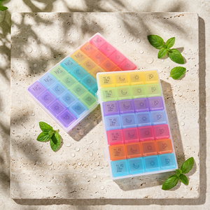 Organisateur de pilules hebdomadaire en plastique PP en gros avec 28 compartiments pour médicaments et vitamines quotidiens - JH Medibox - Product Image 4