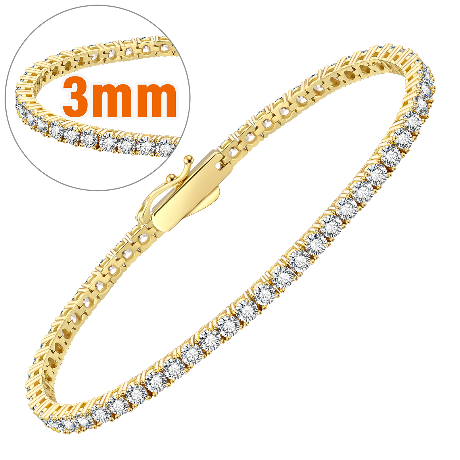 3mm-14k braccialetto d'oro