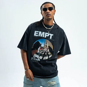 Streetwear High Quality 100% Cotton Heavyweight Oversize Drop Shoulder Boxy Custom <b>Silk</b> Screen Printing 3D <b>Mens</b> O-Neck T-<b>Shirt</b> - Product Image 1