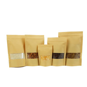 Fabricant personnalisé fenêtre transparente fermeture éclair alimentaire farine noix riz thé épices debout sac en papier kraft - Product Image 5