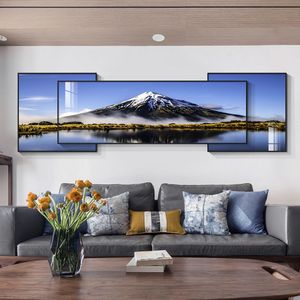 Venta al por mayor <span class=keywords><strong>paisaje</strong></span> <span class=keywords><strong>natural</strong></span> marco moderno salón decoración superposición Monte Fuji porcelana cristal pared arte <span class=keywords><strong>pintura</strong></span> - Product Image 2