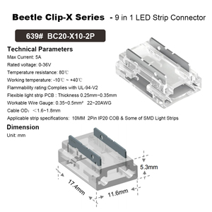 Multifunktionaler Käfer-Clip X <span class=keywords><strong>LED</strong></span>-Verbinder I L T X Typ <span class=keywords><strong>LED</strong></span>-Lichtstreifen-Verbinder für 5mm 8mm 10mm 2-Pin Mono COB Streifenlicht - Product Image 2