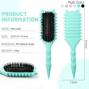 Cepillo de masaje para el cabello de paja de trigo al por mayor, cepillo desenredante con cojín de aire y cerdas de nailon para definir el cabello rizado, ideal para el hogar. - Product Image 2