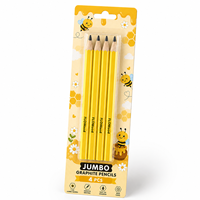 Crayons graphite géants FLOWood, lot de 4, corps épais, crayons hexagonaux, non toxiques, faciles à aiguiser, crayons d'écriture et de dessin pour enfants