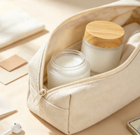 Pots en verre dépoli de 20-100g avec couvercles en bois, pots cosmétiques rechargeables pour crème visage et crème contour des yeux