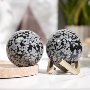 Nueva Llegada: Esferas de Cristal Natural Curativas, Esfera de Obsidiana de Copo de Nieve Pulida para Decoración - Product Image 1
