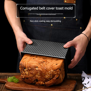 Pullman Loaf <b>Pan</b> <b>with</b> <b>Lid</b> Non-Stick Metal Carbon Steel Rectangle Corrugated Disposable - Product Image 5