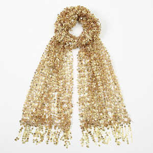 HZW-25088 fantaisie paillettes paillettes châles étoles femmes robes de soirée dentelle écharpes creuses - Product Image 4