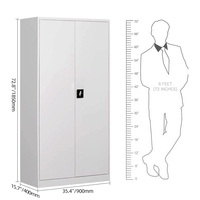 Meilleures ventes : Armoire de classement métallique à double porte avec panneaux en verre et système de verrouillage à trois points, idéale pour le bureau