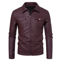 Blouson Motard Homme en Similicuir PU, Col Pointu, Fermeture Éclair Intégrale, Coupe Slim Décontractée, Mode Printemps Automne 2025