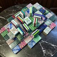 Jeu de Mahjong américain personnalisé, 160 tuiles, règles NMJL, motifs floraux et animaliers, tuiles en acrylique, jeu de Mahjong pour collection ou cadeau