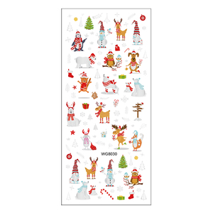 Cinq et dix GMPC/Sedex/ISO/EUDR gros dessins animés de noël chauds <span class=keywords><strong>Nail</strong></span> <span class=keywords><strong>Art</strong></span> autocollant 2D Nowman renne ongles accessoires fournitures - Product Image 5